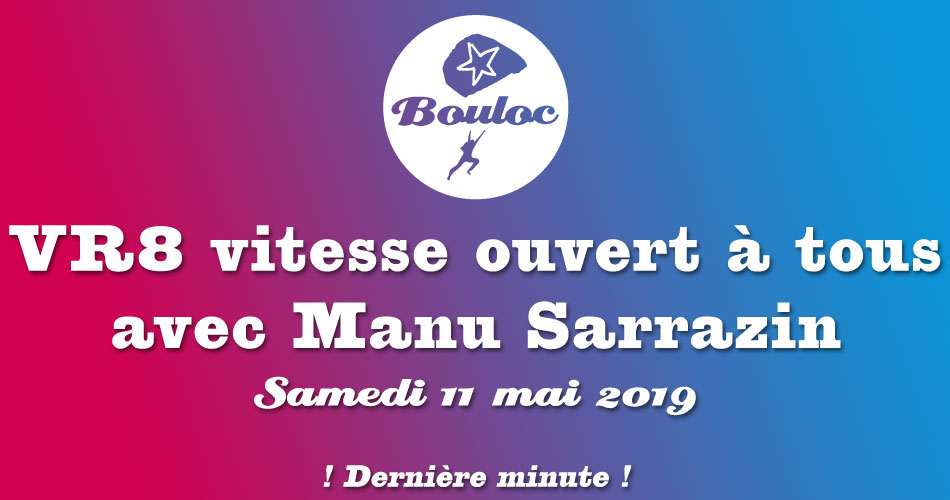 Bannière Facebook pour le VR8 vitesse avec Manu Sarrazin le samedi 11 mai 2019